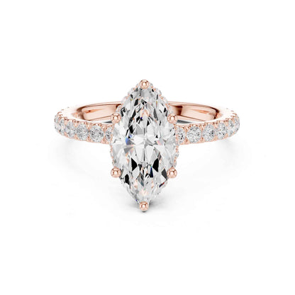 1.5 Carat Marquise Shape Lab Grown Diamond Engagement Ring with Pavé Side Stones