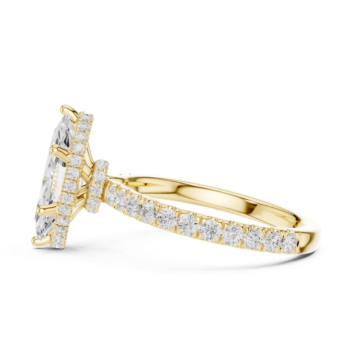 1.5 Carat Marquise Shape Lab Grown Diamond Engagement Ring with Pavé Side Stones