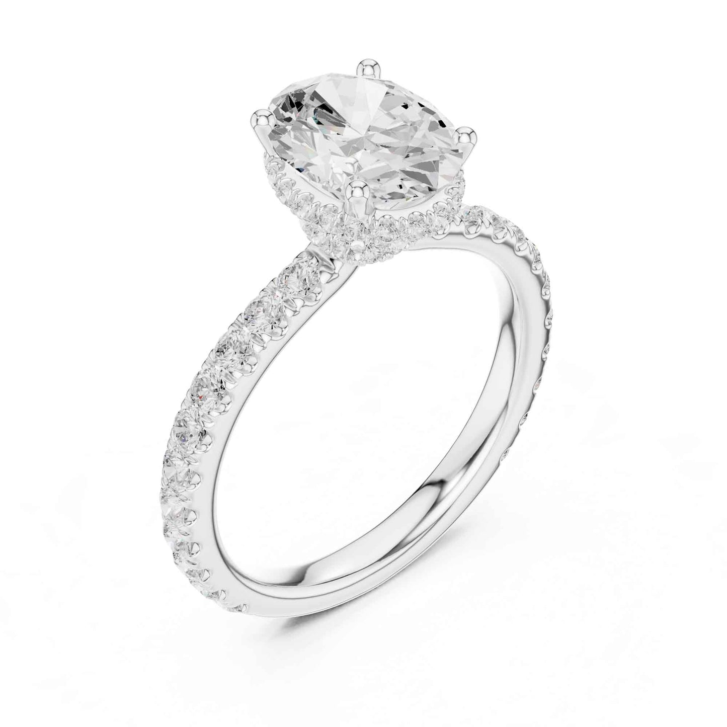 1.5 Carat Oval Brilliant Lab Grown Diamond Ring with Pave Set Band