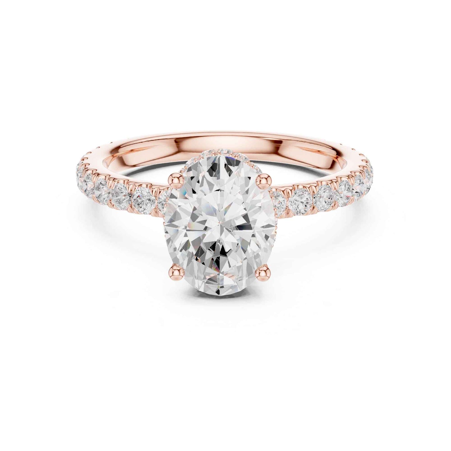 1.5 Carat Oval Brilliant Lab Grown Diamond Ring with Pave Set Band