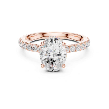 1.5 Carat Oval Brilliant Lab Grown Diamond Ring with Pave Set Band