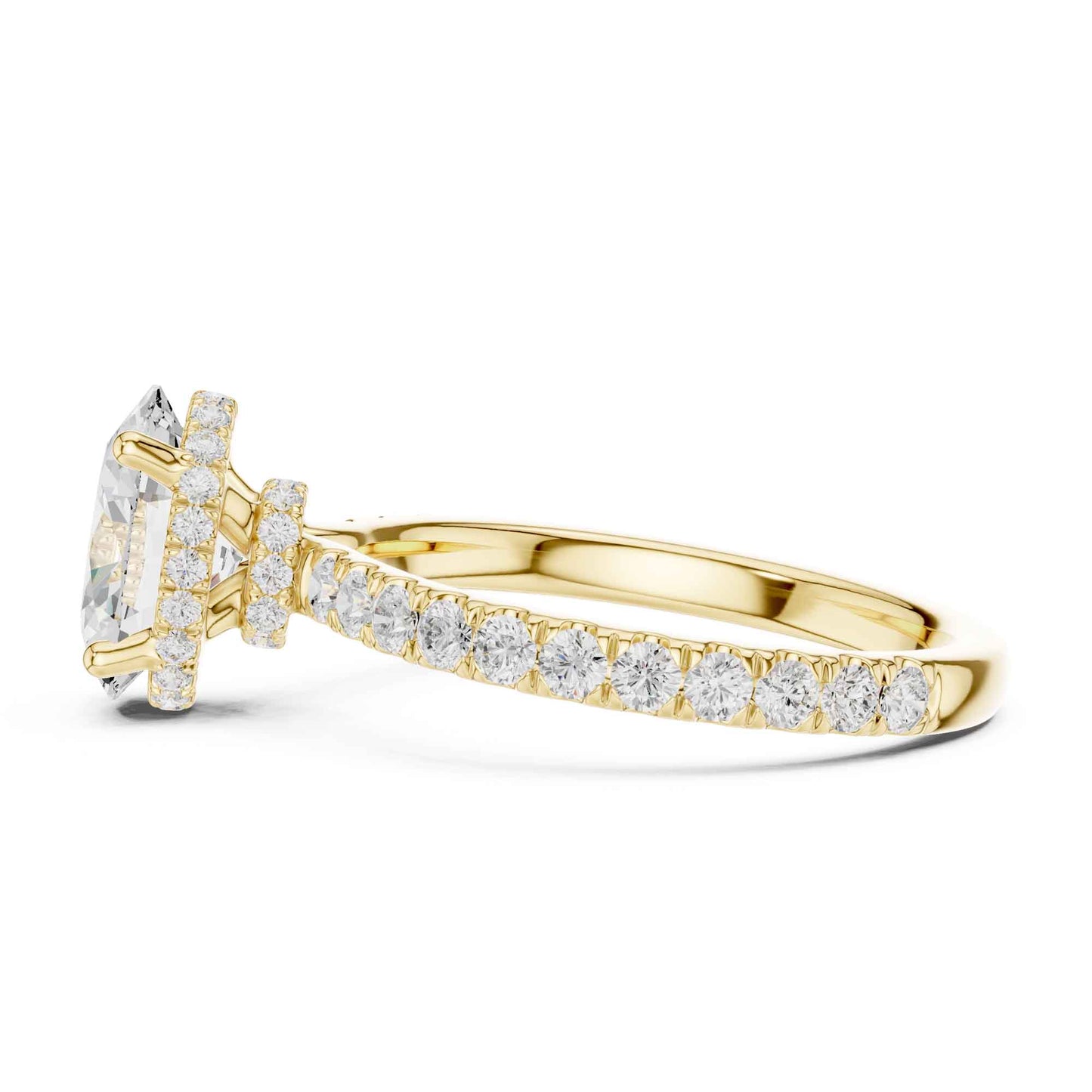 1.5 Carat Oval Brilliant Lab Grown Diamond Ring with Pave Set Band