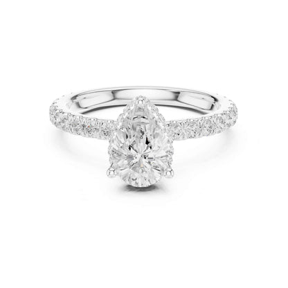 1.5 Carat Pear-Cut Diamond Engagement Ring with Pavé Band