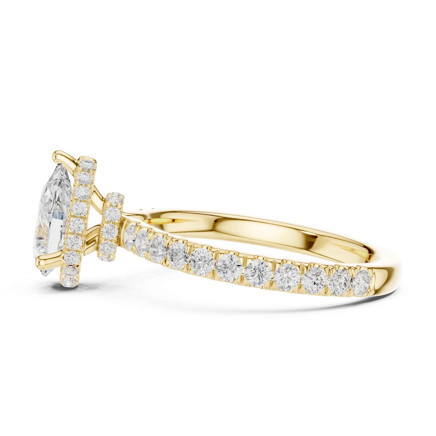 1.5 Carat Pear-Cut Diamond Engagement Ring with Pavé Band