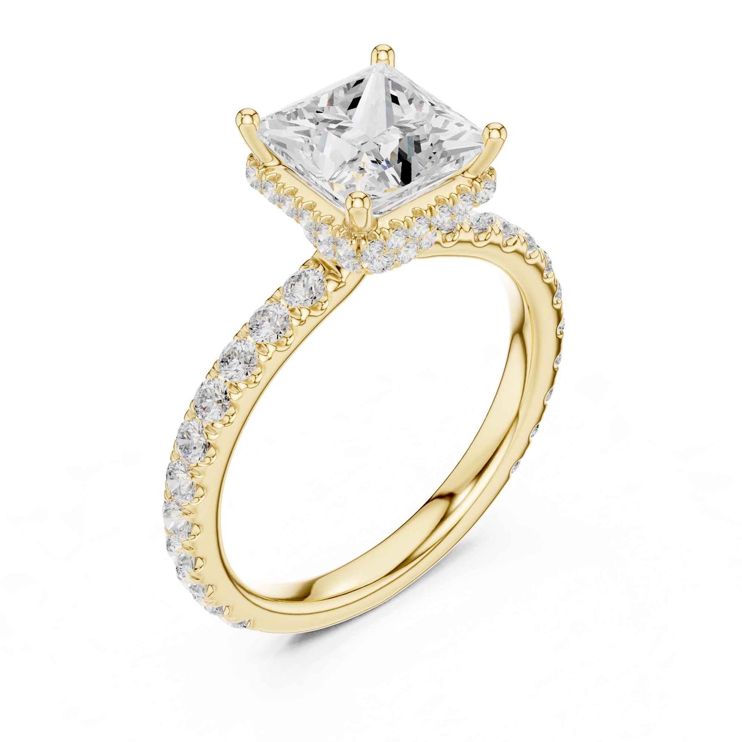 1.5 Carat Princess-Cut Diamond Engagement Ring with Pavé Band