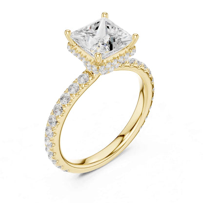 1.5 Carat Princess-Cut Diamond Engagement Ring with Pavé Band