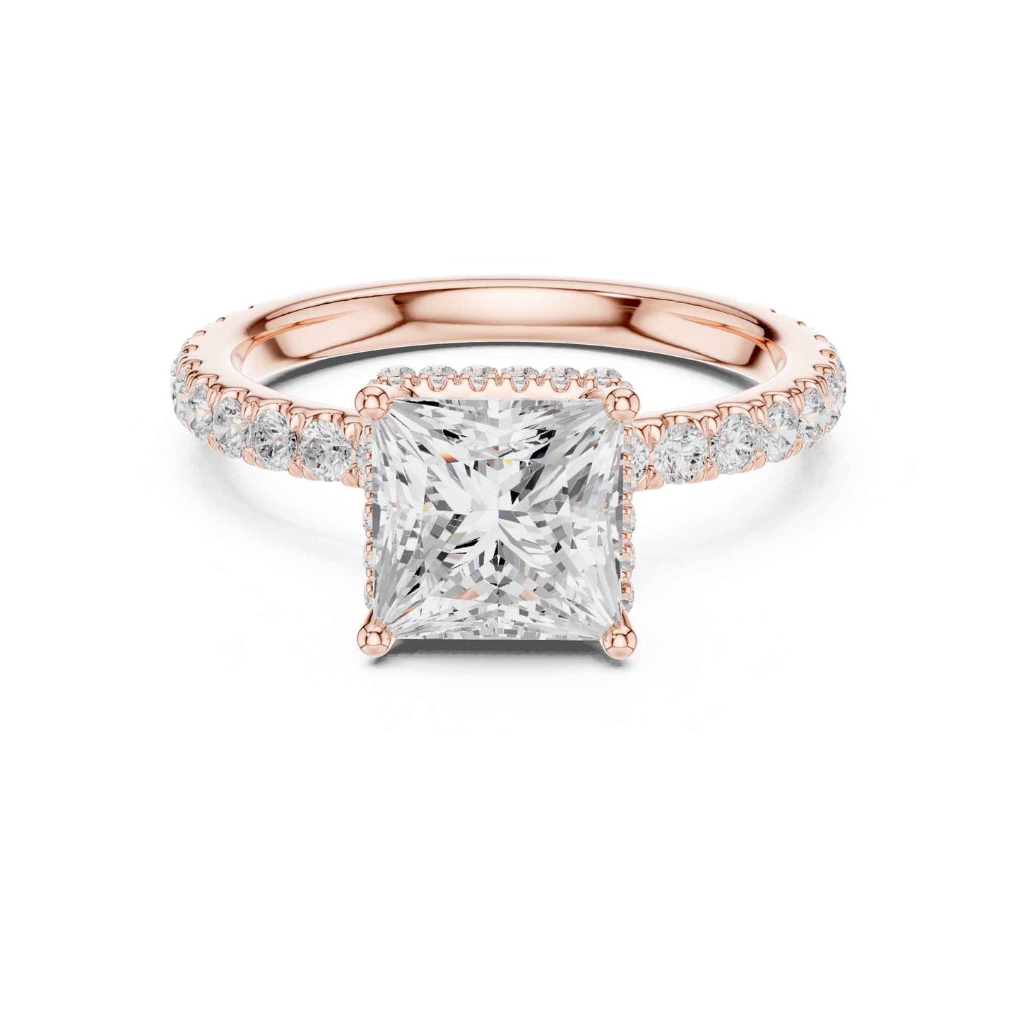 1.5 Carat Princess-Cut Diamond Engagement Ring with Pavé Band