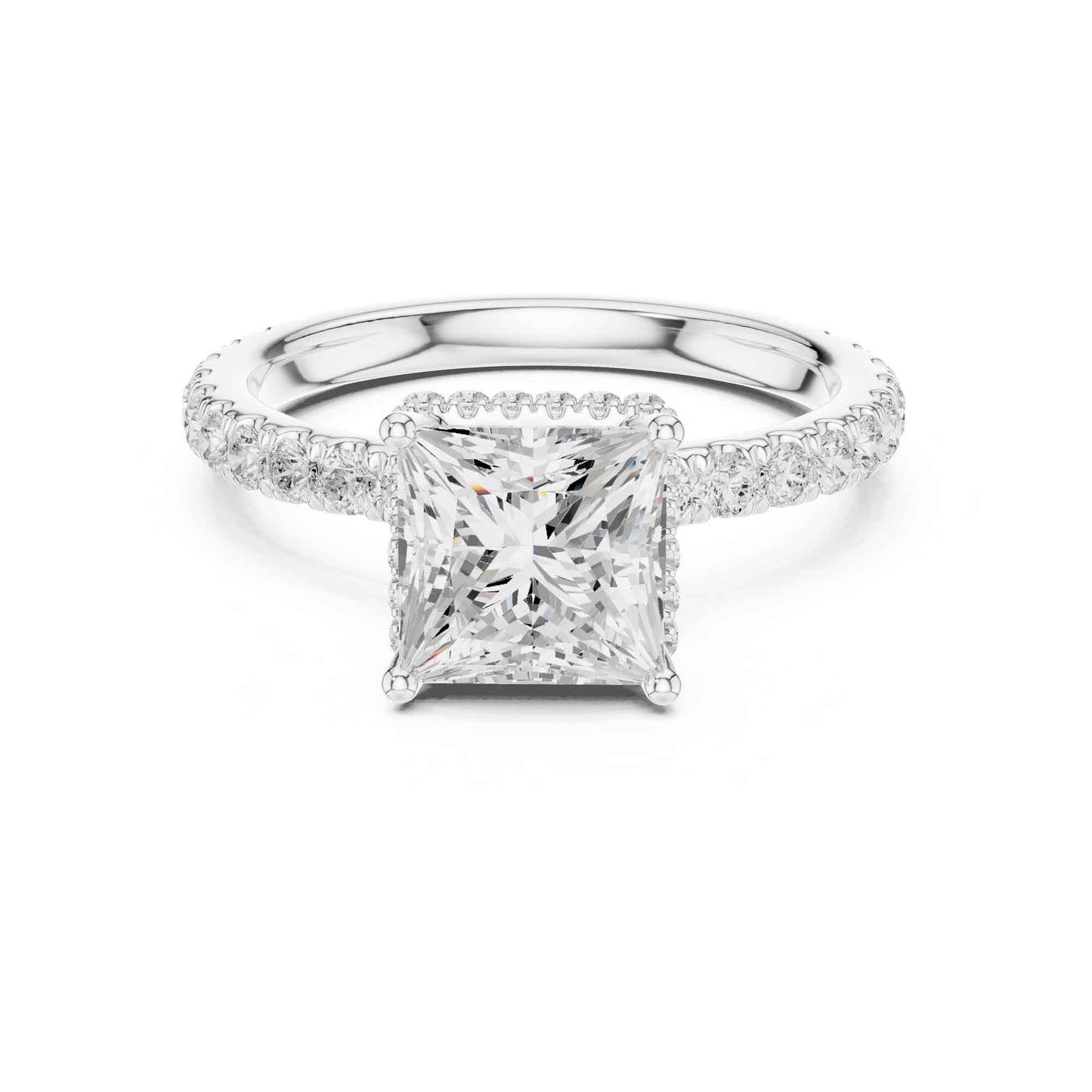 1.5 Carat Princess-Cut Diamond Engagement Ring with Pavé Band