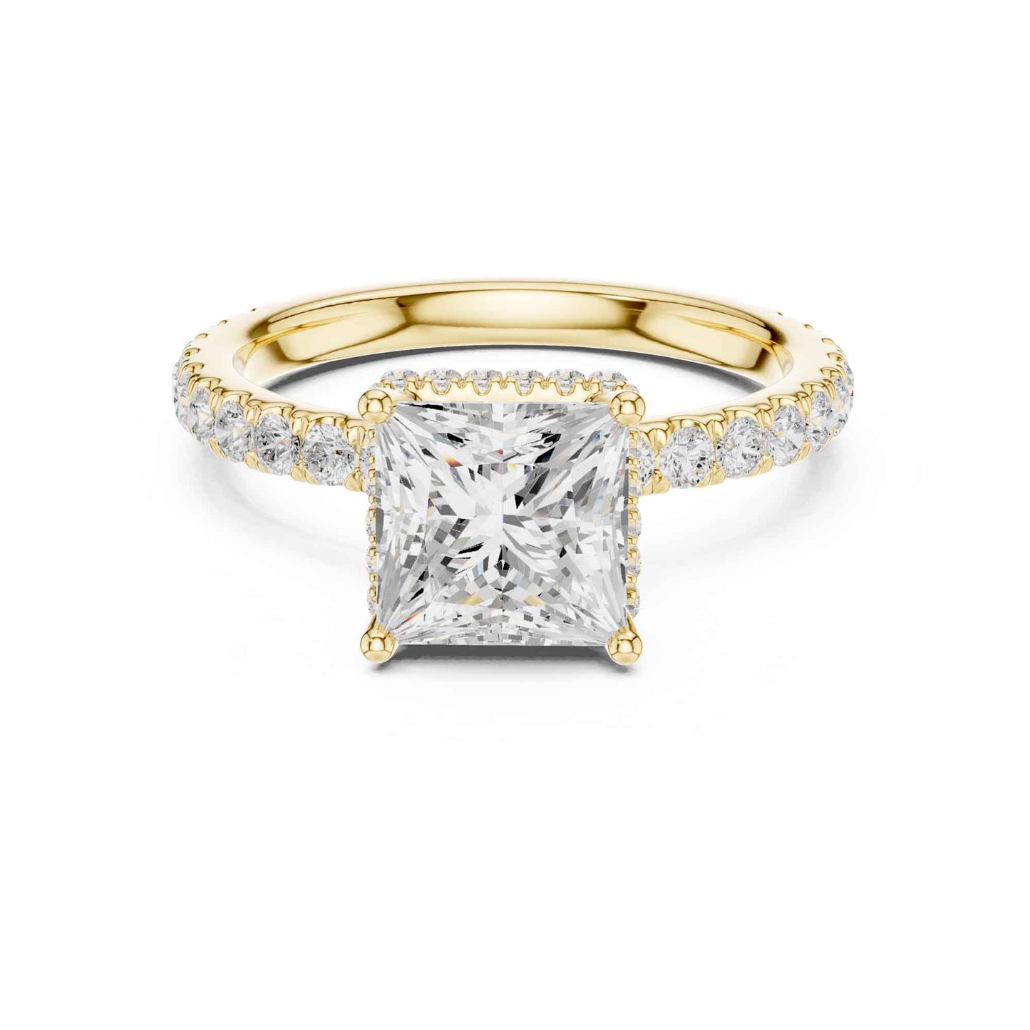1.5 Carat Princess-Cut Diamond Engagement Ring with Pavé Band