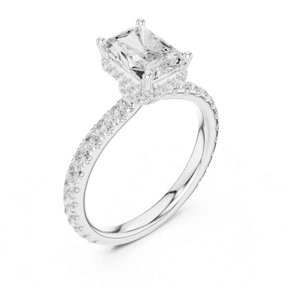 1.5 Carat Radiant-Cut Diamond Engagement Ring with Pavé Band