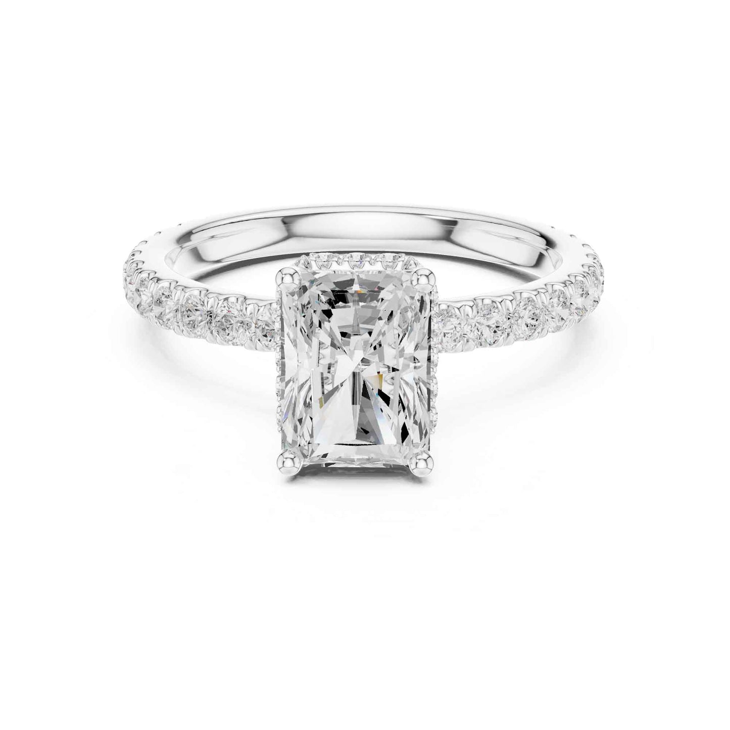 1.5 Carat Radiant-Cut Diamond Engagement Ring with Pavé Band
