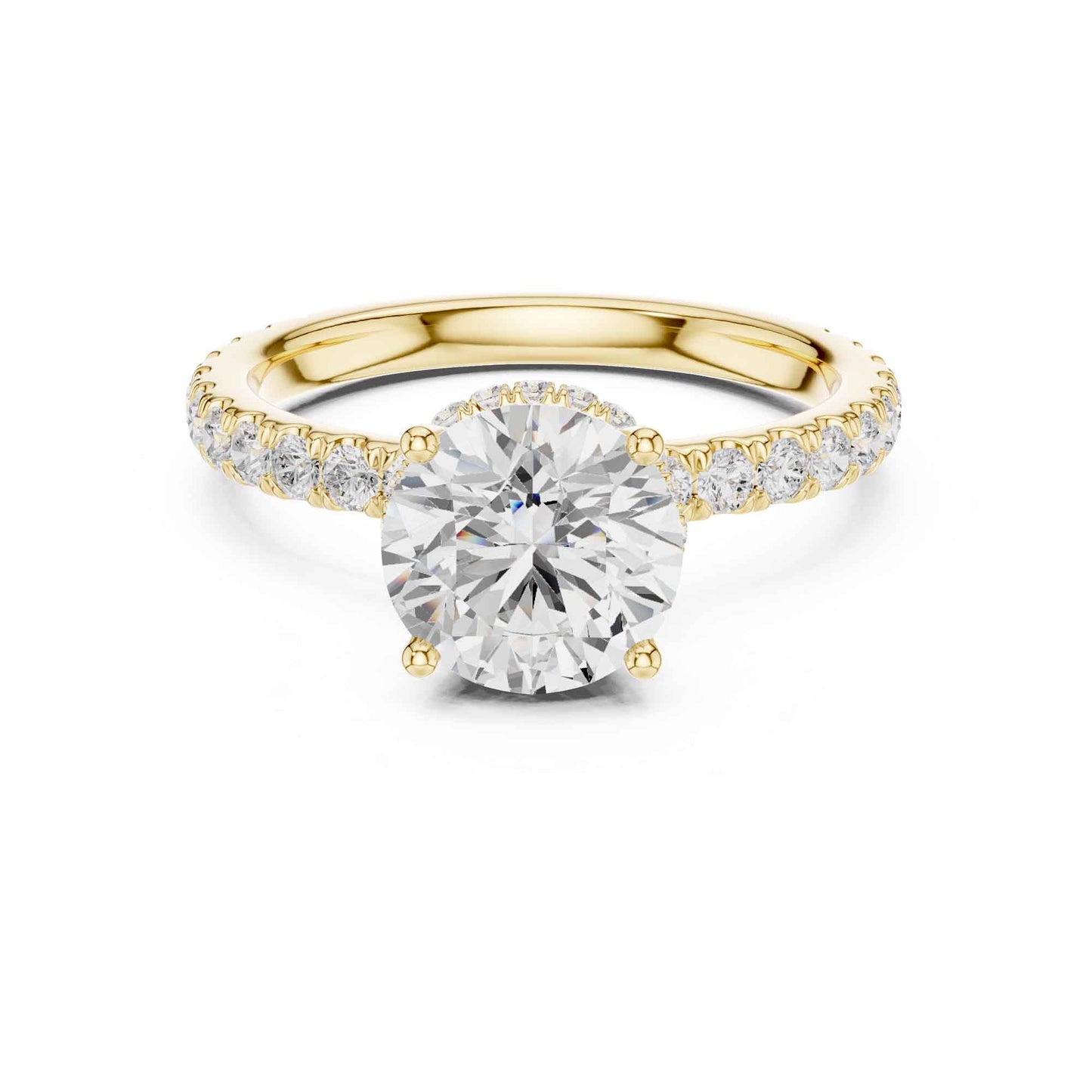 1.5 Carat Round-Cut Diamond Engagement Ring with Pavé Band