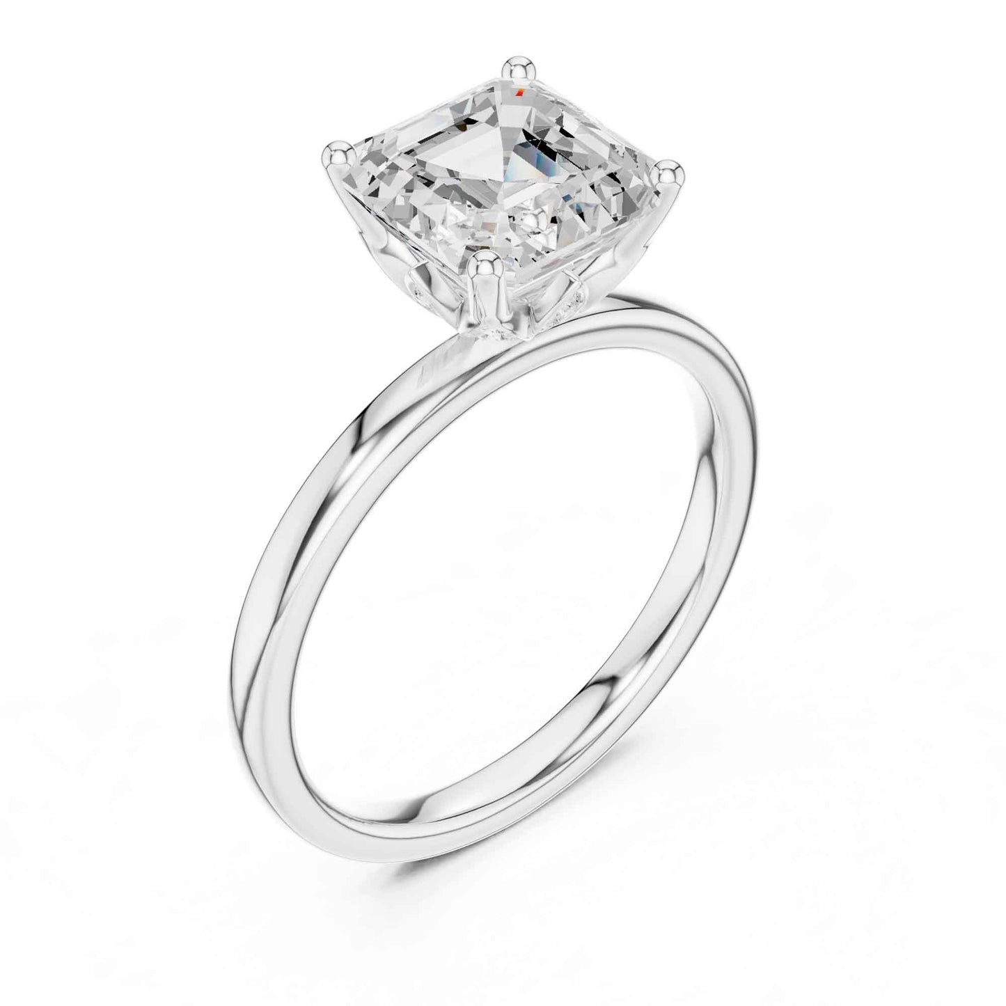 2 Carat Asscher Cut Lab Grown Diamond Solitaire Engagement Ring
