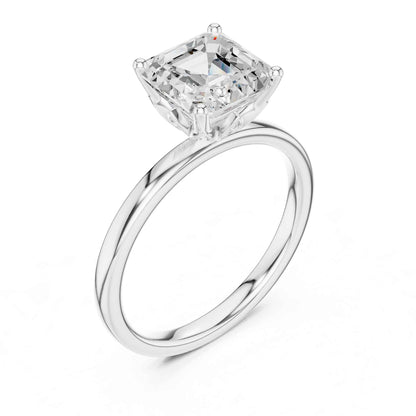 2 Carat Asscher Cut Lab Grown Diamond Solitaire Engagement Ring