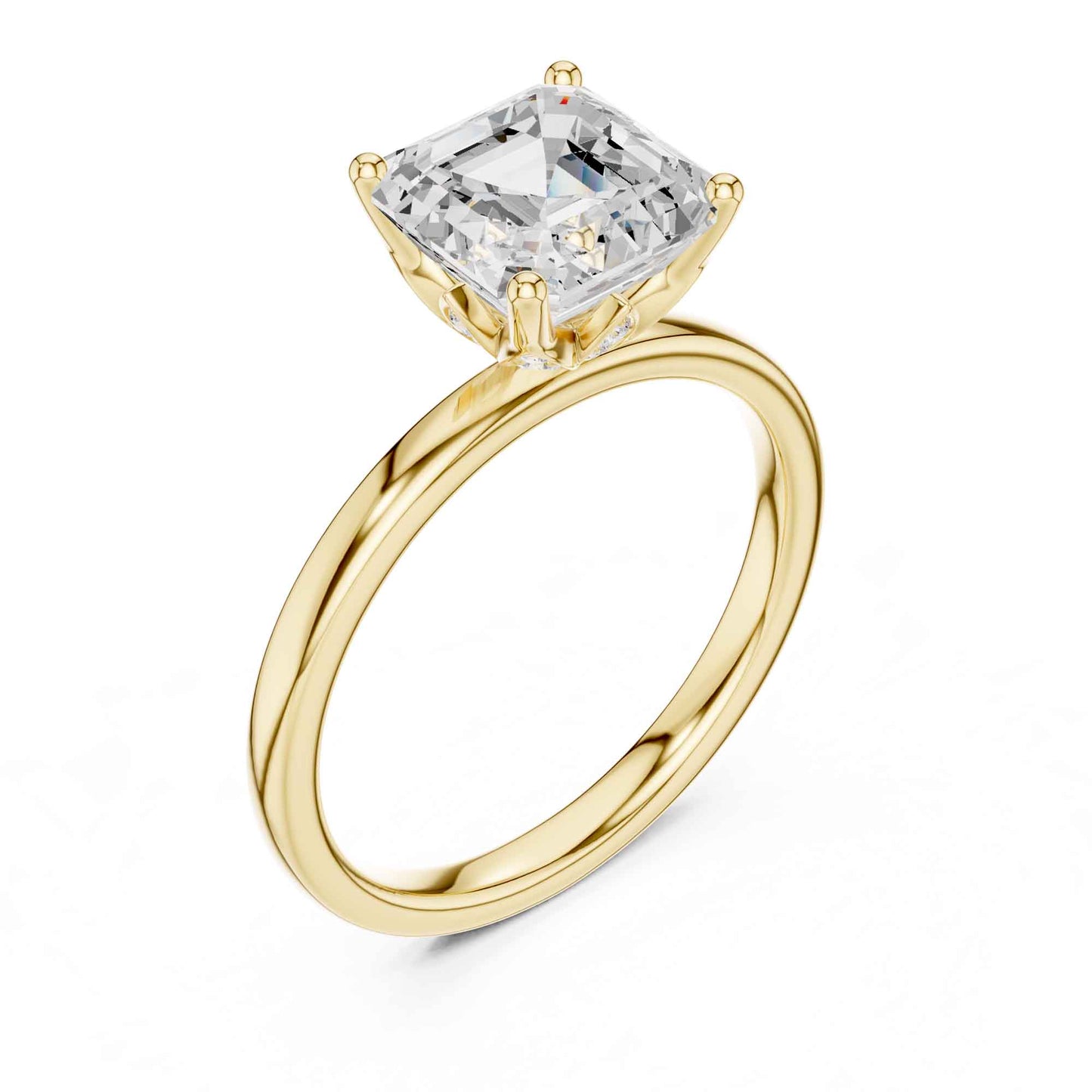2 Carat Asscher Cut Lab Grown Diamond Solitaire Engagement Ring