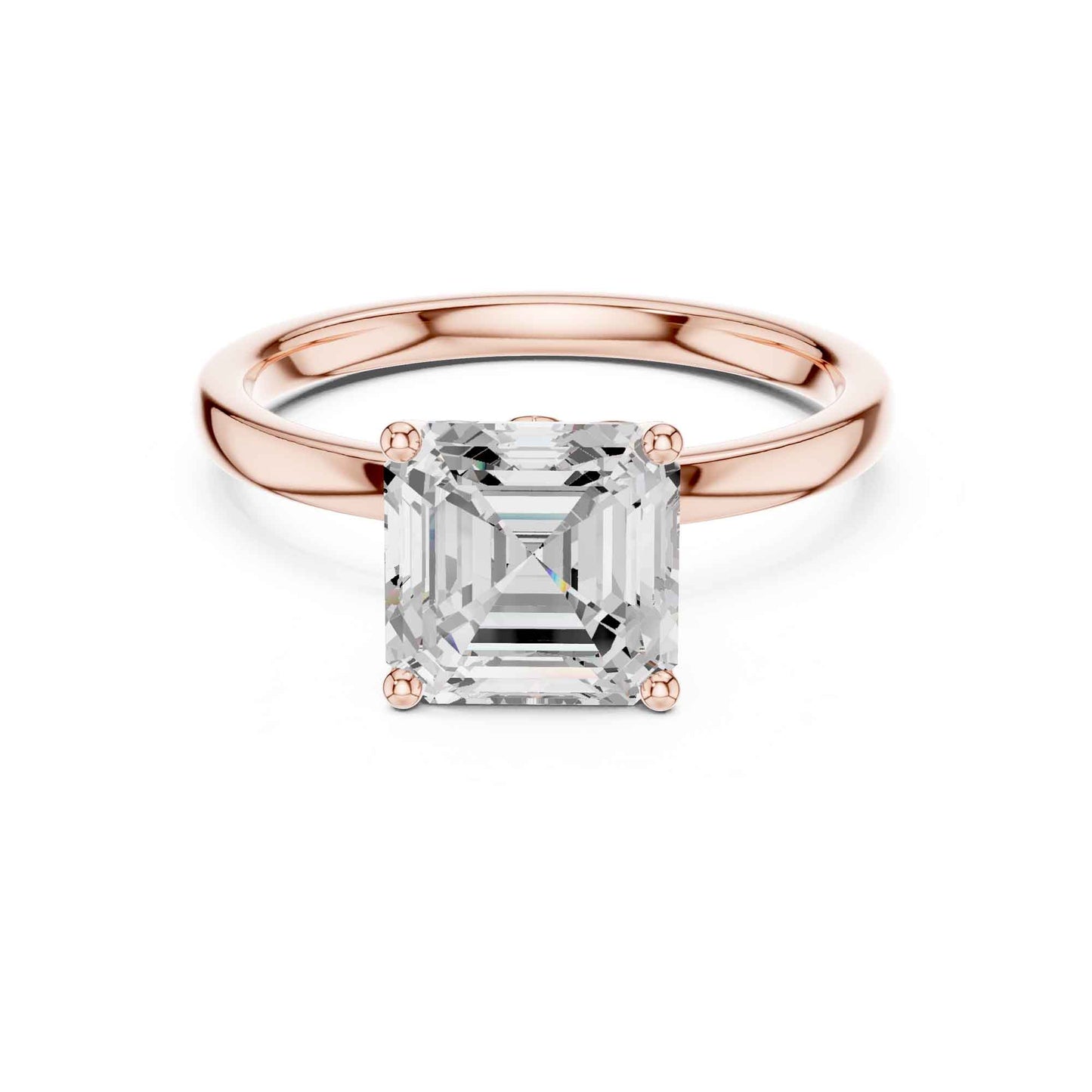 2 Carat Asscher Cut Lab Grown Diamond Solitaire Engagement Ring