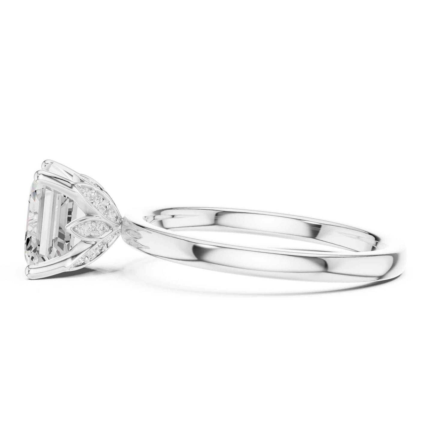 2 Carat Asscher Cut Lab Grown Diamond Solitaire Engagement Ring