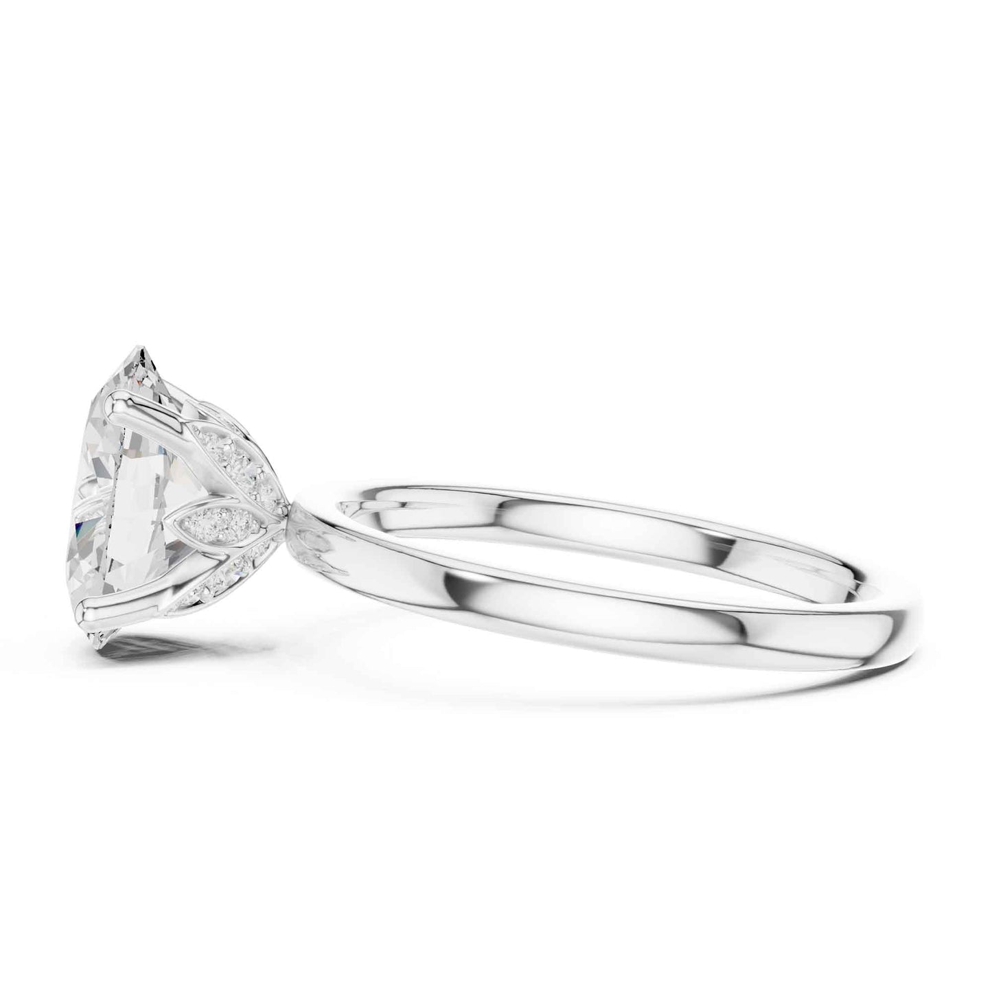 2 Carat Oval Shape Diamond Solitaire Engagement Ring with Plain Band
