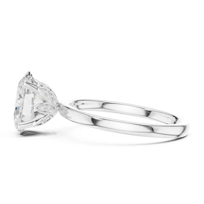 2 Carat Oval Shape Diamond Solitaire Engagement Ring with Plain Band