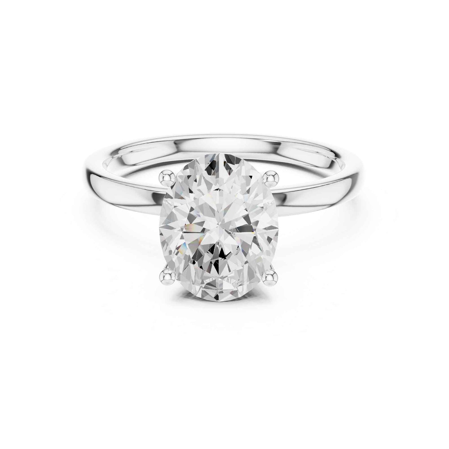 2 Carat Oval Shape Diamond Solitaire Engagement Ring with Plain Band