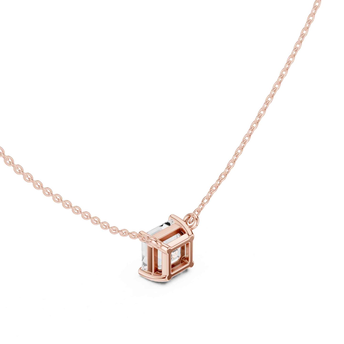 Asscher Cut Lab Grown Diamond Solitaire Chain & Pendant