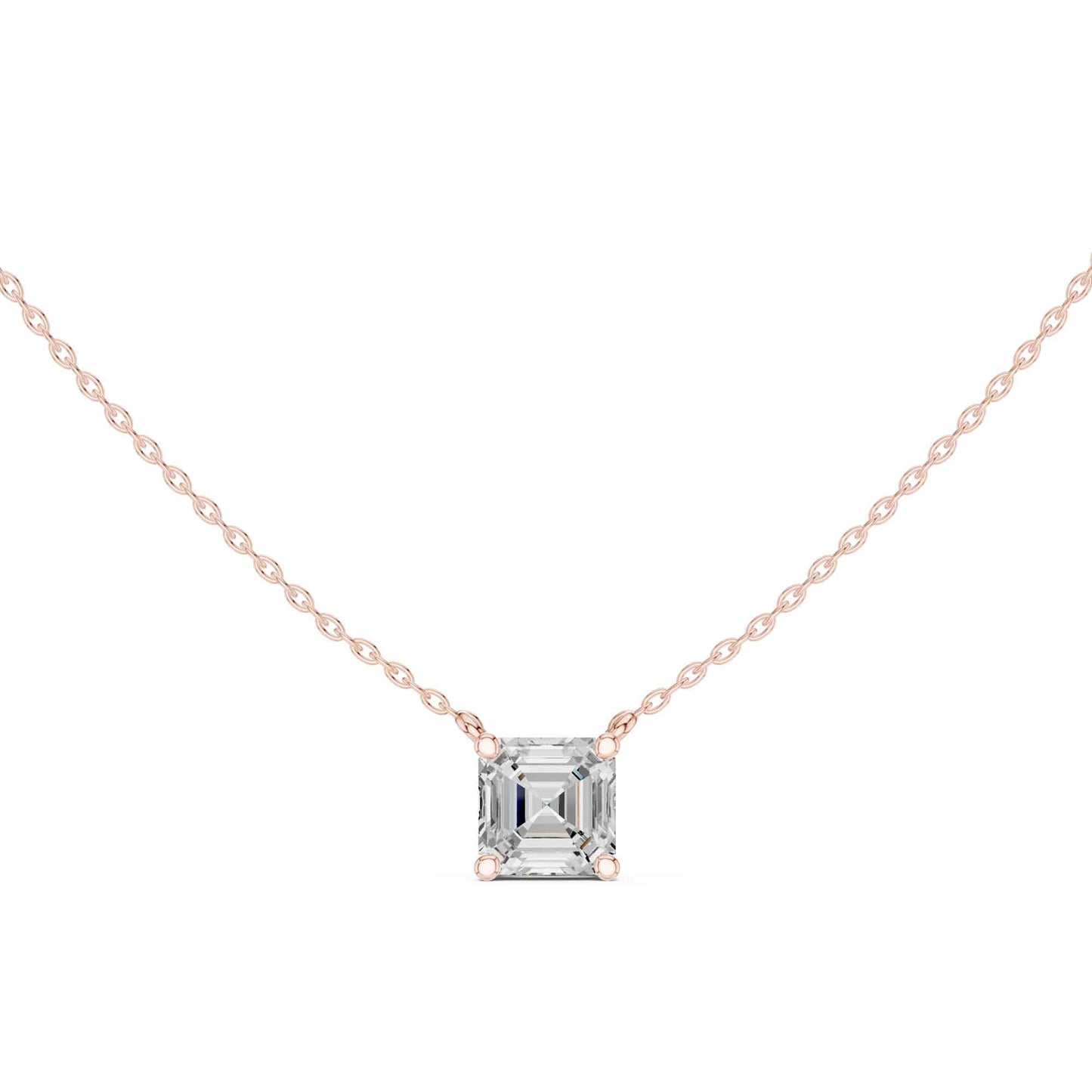 Asscher Cut Lab Grown Diamond Solitaire Chain & Pendant