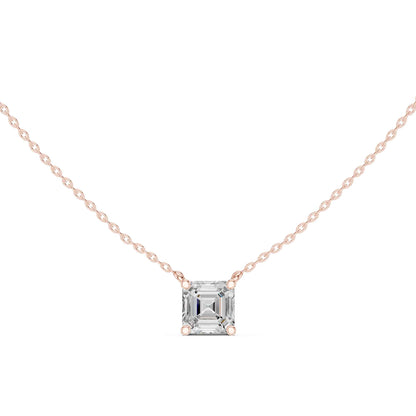 Asscher Cut Lab Grown Diamond Solitaire Chain & Pendant
