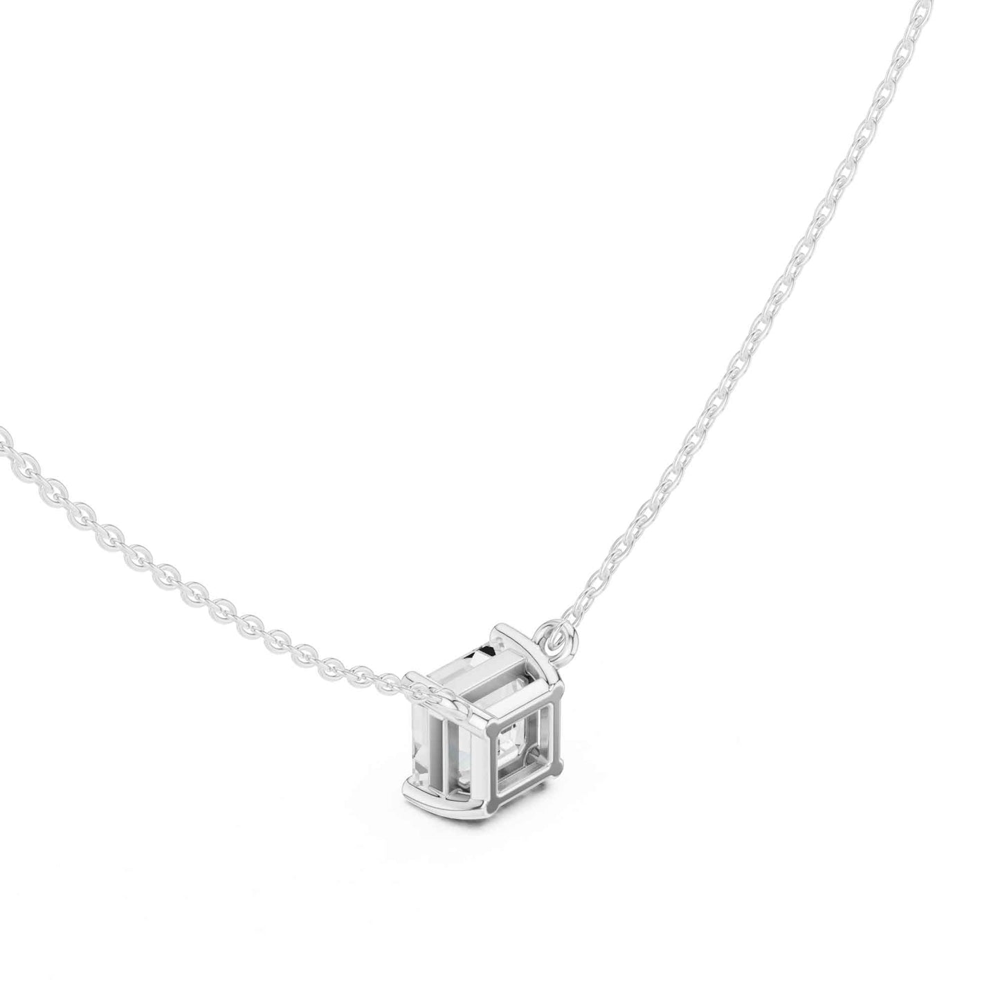 Asscher Cut Lab Grown Diamond Solitaire Chain & Pendant