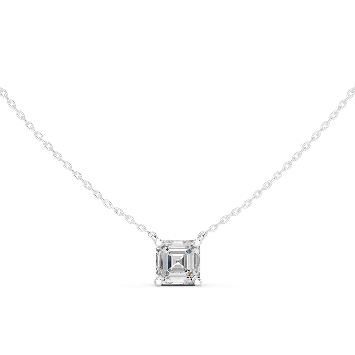 Asscher Cut Lab Grown Diamond Solitaire Chain & Pendant