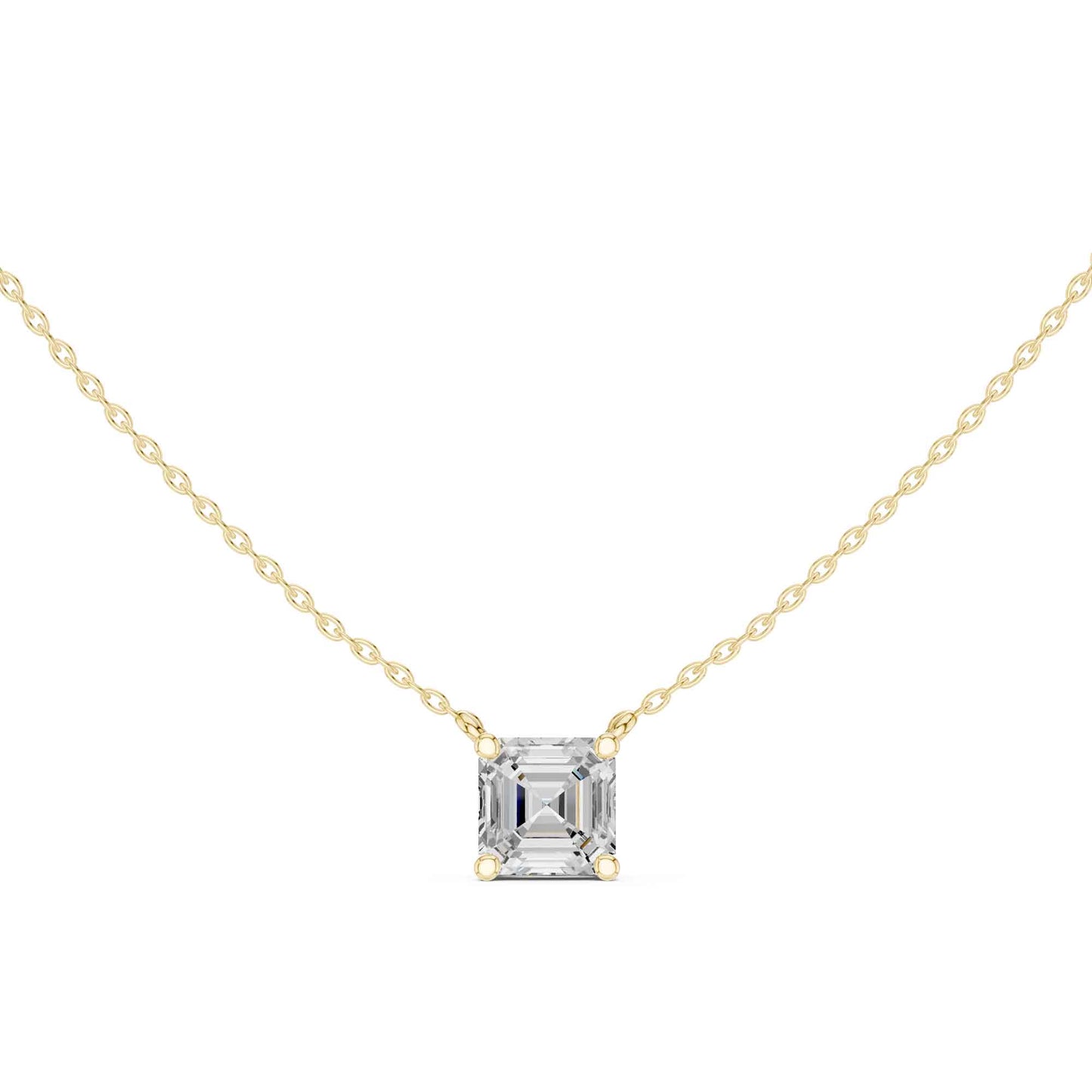 Asscher Cut Lab Grown Diamond Solitaire Chain & Pendant