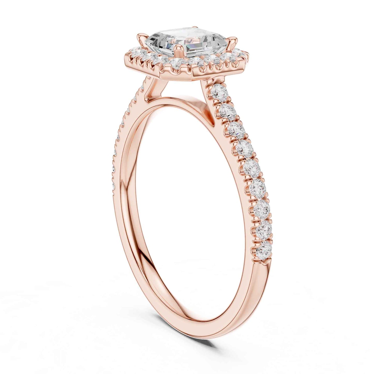1 Carat Asscher Cut Lab Grown Diamond Halo Engagement Ring