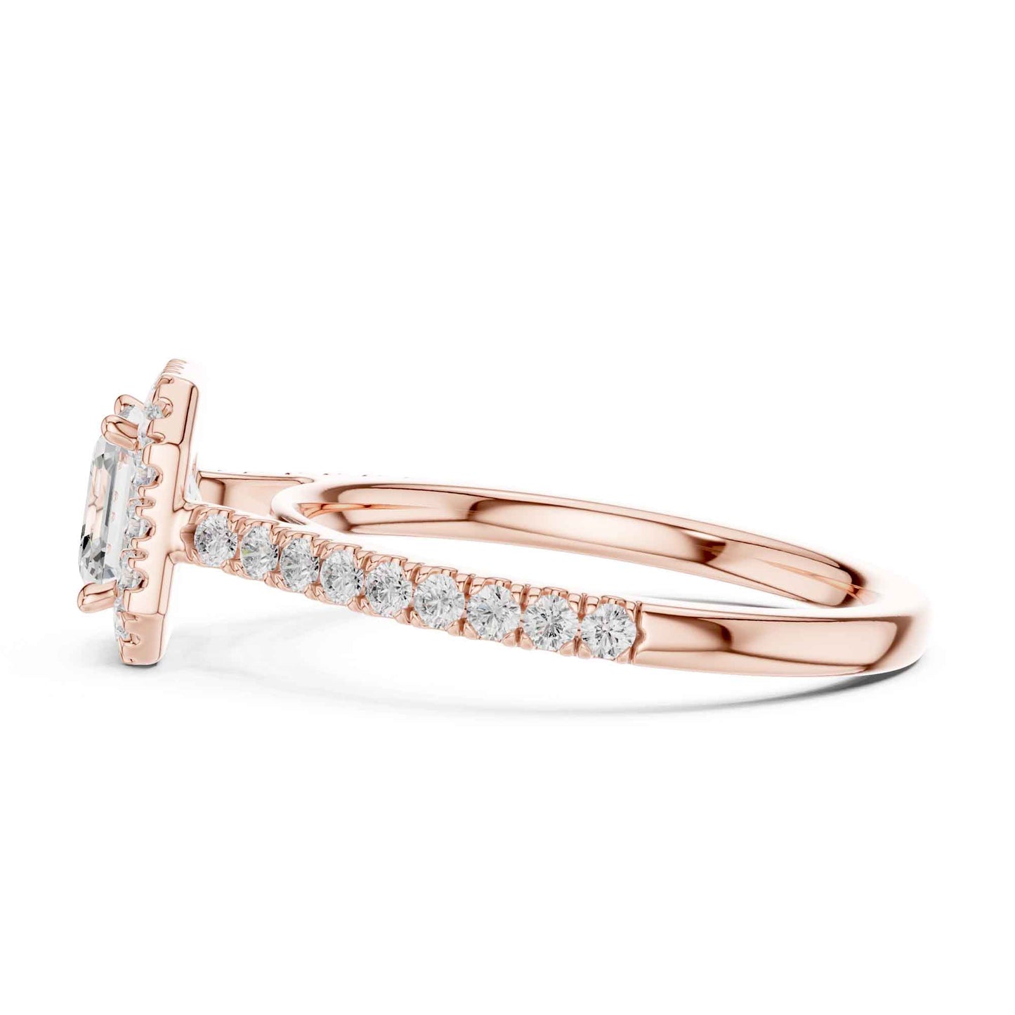 1 Carat Asscher Cut Lab Grown Diamond Halo Engagement Ring