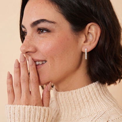 Baguette Straight Cut Moissanite Diamond Hoop & Huggie Earrings