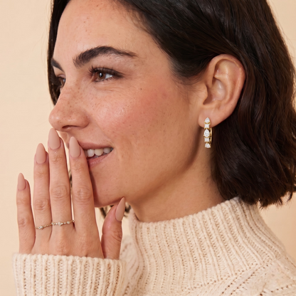 Pear & Princess Cut Moissanite Diamond Hoop & Huggie Earrings