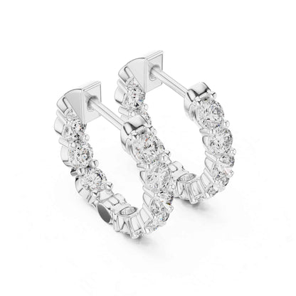 Round Cut Lab Grown Diamond Hoop & Huggie Earrings