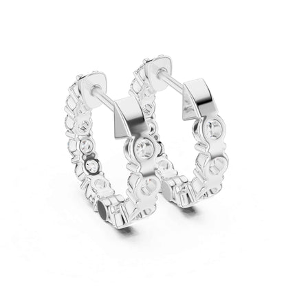 Round Cut Lab Grown Diamond Hoop & Huggie Earrings