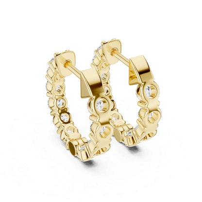 Round Cut Lab Grown Diamond Hoop & Huggie Earrings