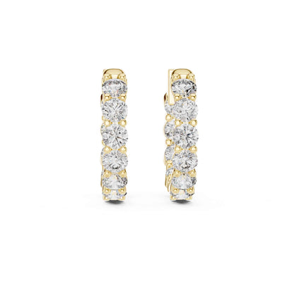 Round Cut Lab Grown Diamond Hoop & Huggie Earrings
