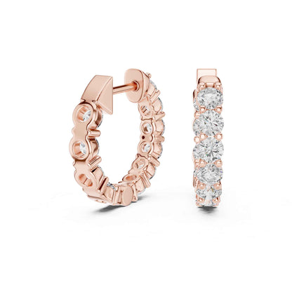 Round Cut Lab Grown Diamond Hoop & Huggie Earrings
