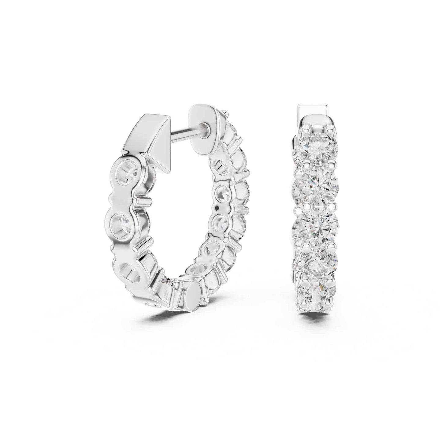 Round Cut Lab Grown Diamond Hoop & Huggie Earrings