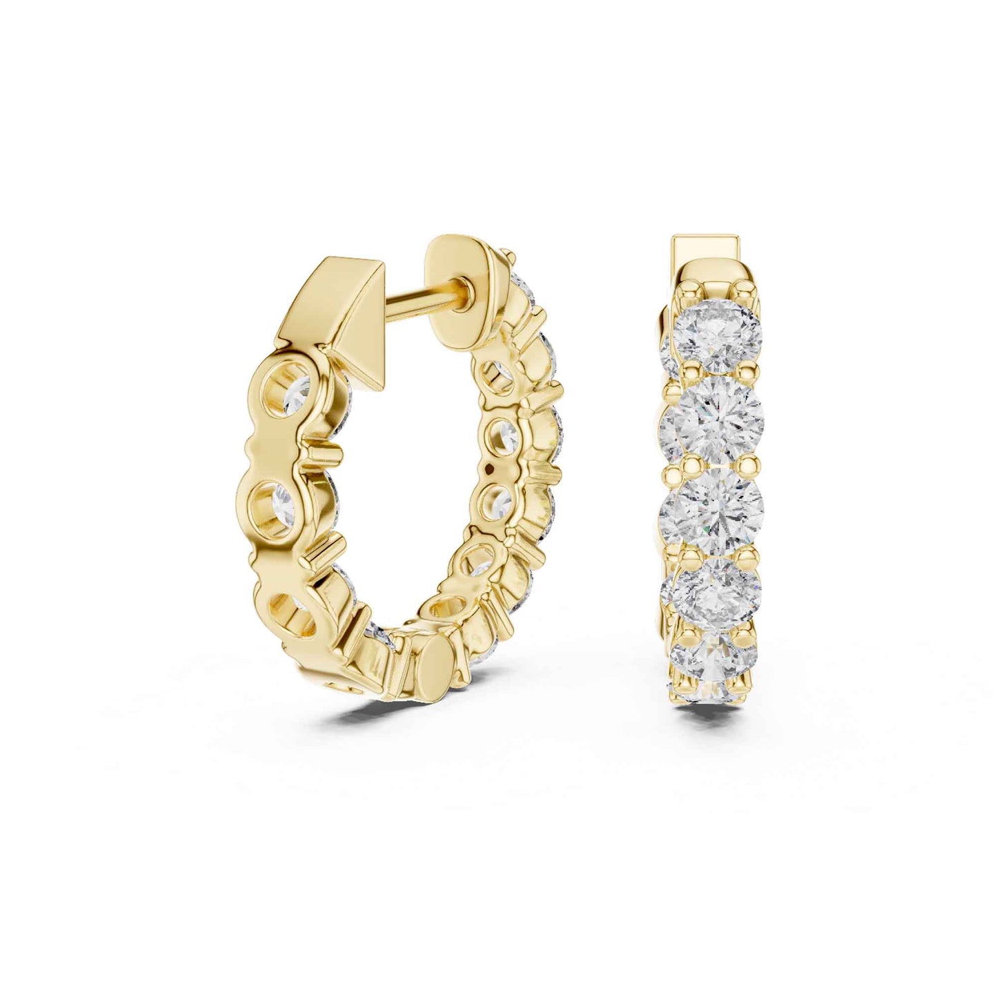 Round Cut Lab Grown Diamond Hoop & Huggie Earrings