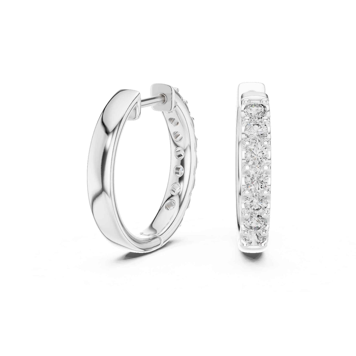 Round Cut Lab Grown Diamond Hoop & Huggie Earrings