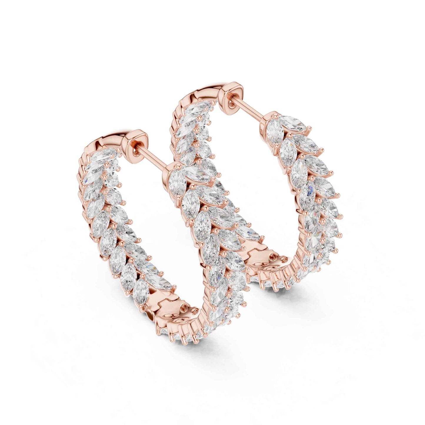 Marquise Cluster Lab Grown Diamond Hoop & Huggie Earrings