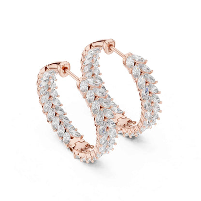Marquise Cluster Lab Grown Diamond Hoop & Huggie Earrings