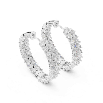 Marquise Cluster Lab Grown Diamond Hoop & Huggie Earrings