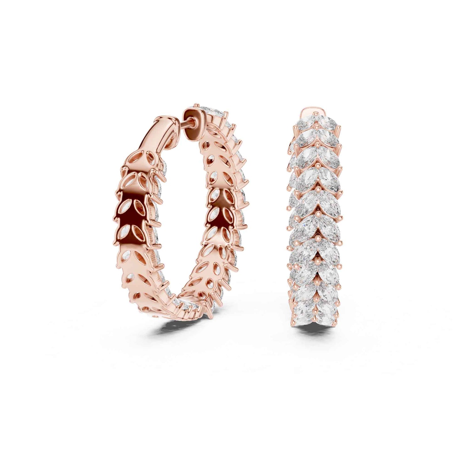 Marquise Cluster Lab Grown Diamond Hoop & Huggie Earrings