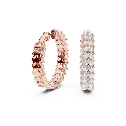 Marquise Cluster Lab Grown Diamond Hoop & Huggie Earrings