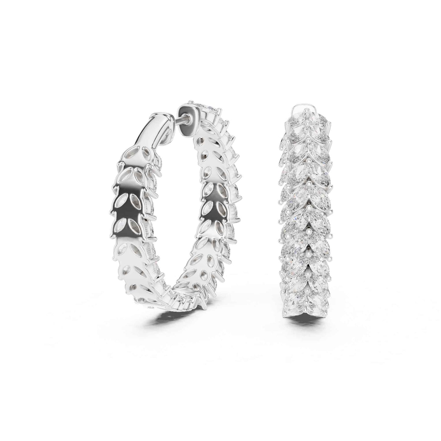 Marquise Cluster Lab Grown Diamond Hoop & Huggie Earrings