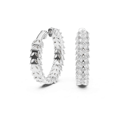 Marquise Cluster Lab Grown Diamond Hoop & Huggie Earrings