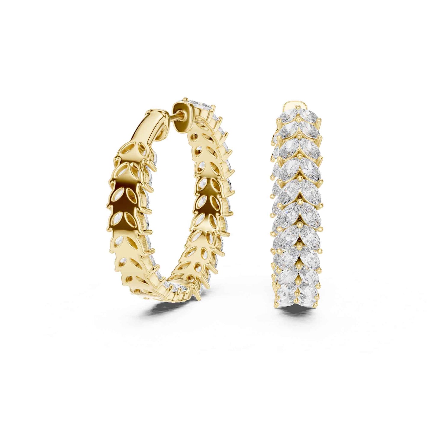 Marquise Cluster Lab Grown Diamond Hoop & Huggie Earrings
